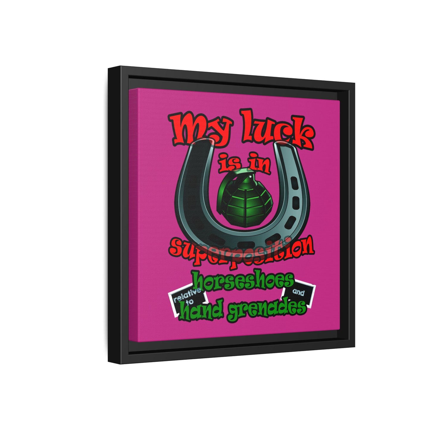 my luck - framed canvas art (pink)