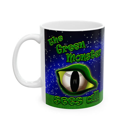 green monster - White Mug ('snoops' background)
