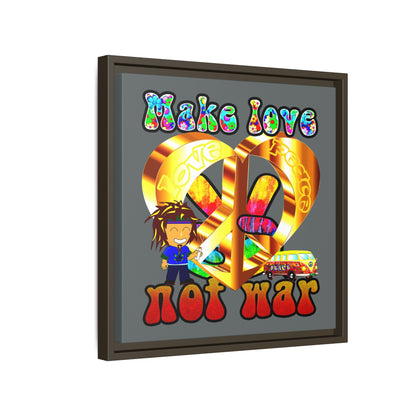 love peace - framed canvas art (dark grey)