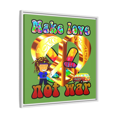 love peace - framed canvas art (green)