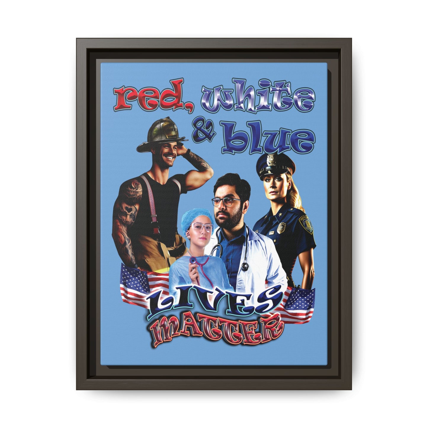 rw&b lives matter - framed canvas art (light blue)