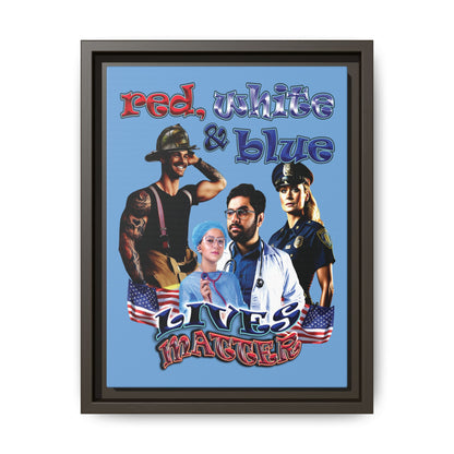 rw&b lives matter - framed canvas art (light blue)