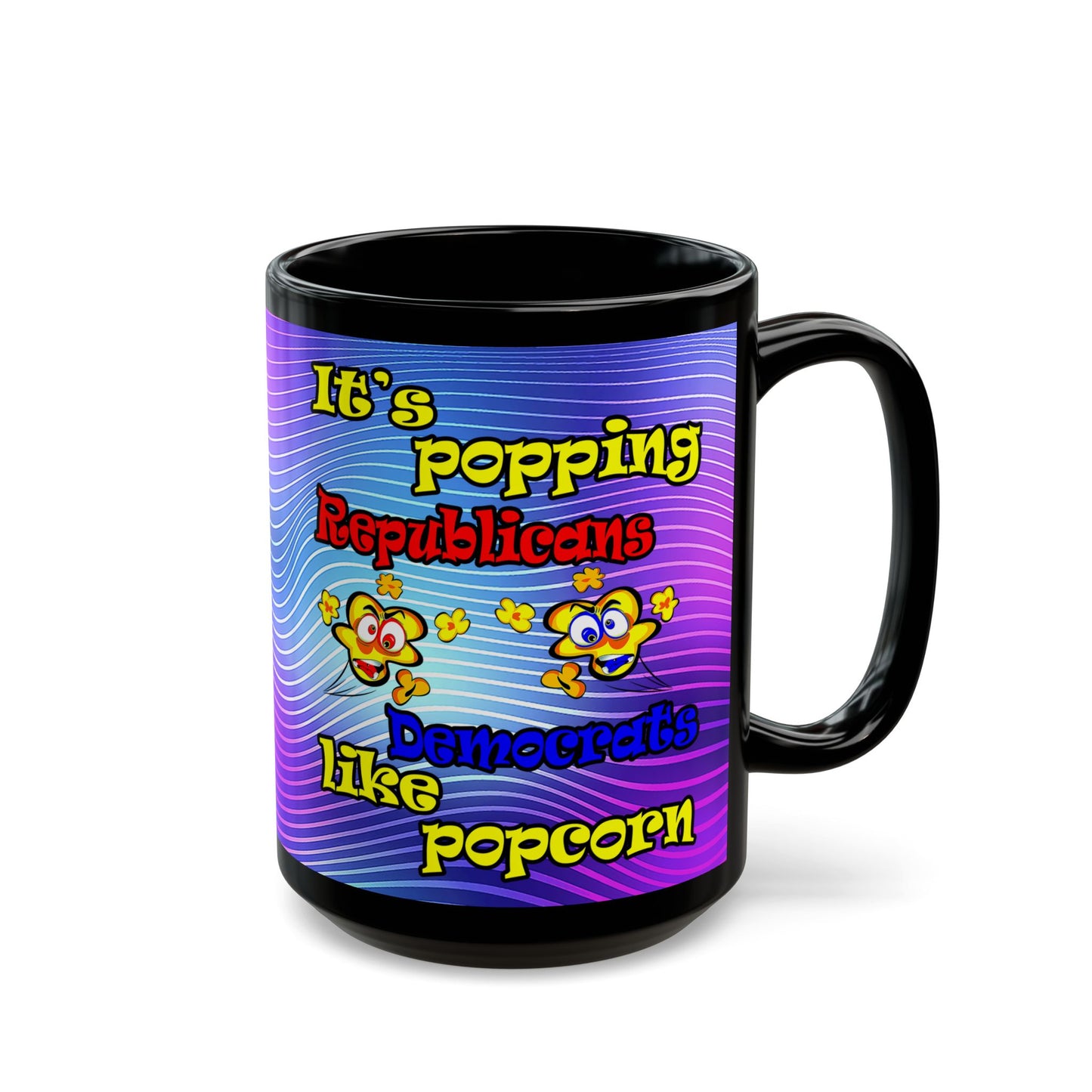 popping like popcorn - Black Mug (purple wave)