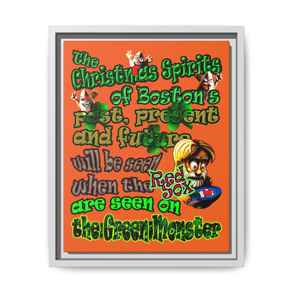 christmas spirits of boston - framed canvas art (orange)