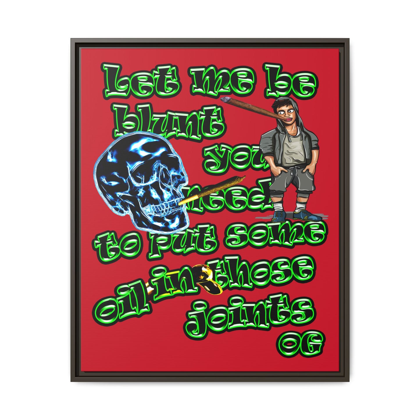 og - framed canvas art (dark red)