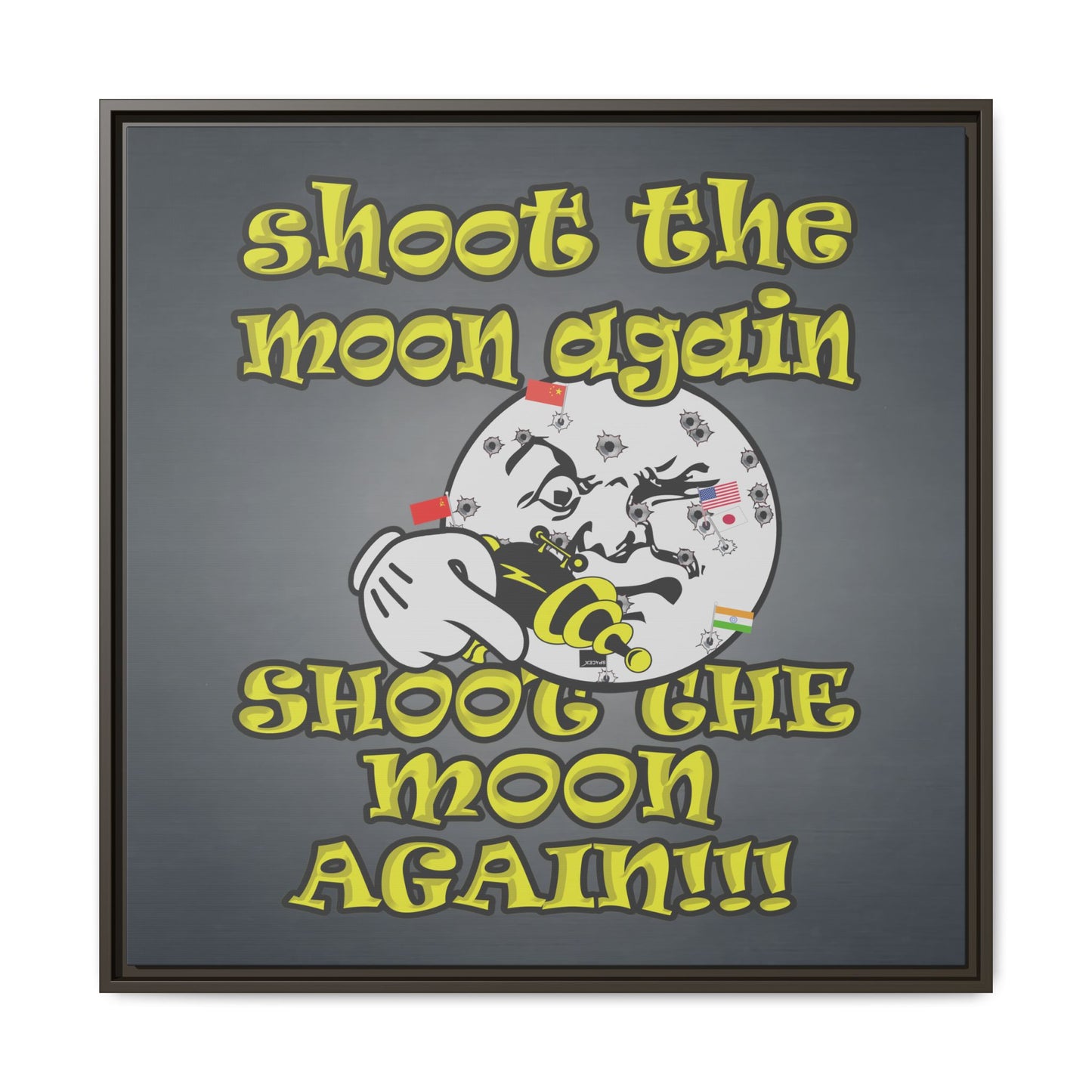 shoot the moon again - framed canvas art (grey-light grey)