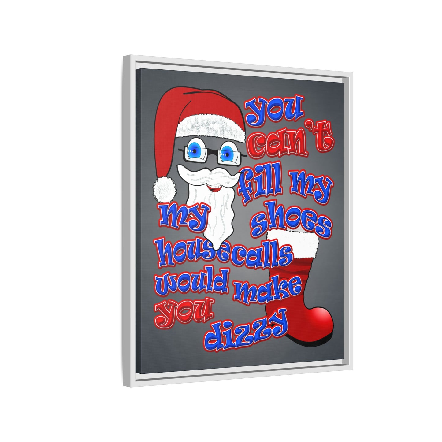 santa's shoes - framed canvas art (grey-light grey)