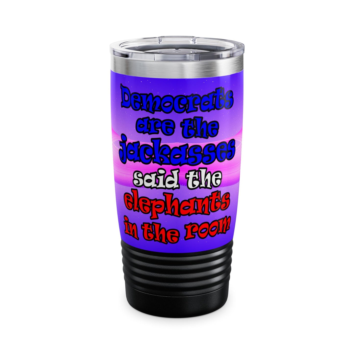 donkeys and elephants - Ringneck Tumbler, 20oz (purple-pink wave)