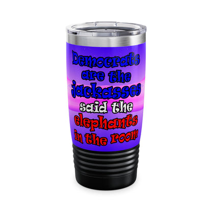 donkeys and elephants - Ringneck Tumbler, 20oz (purple-pink wave)