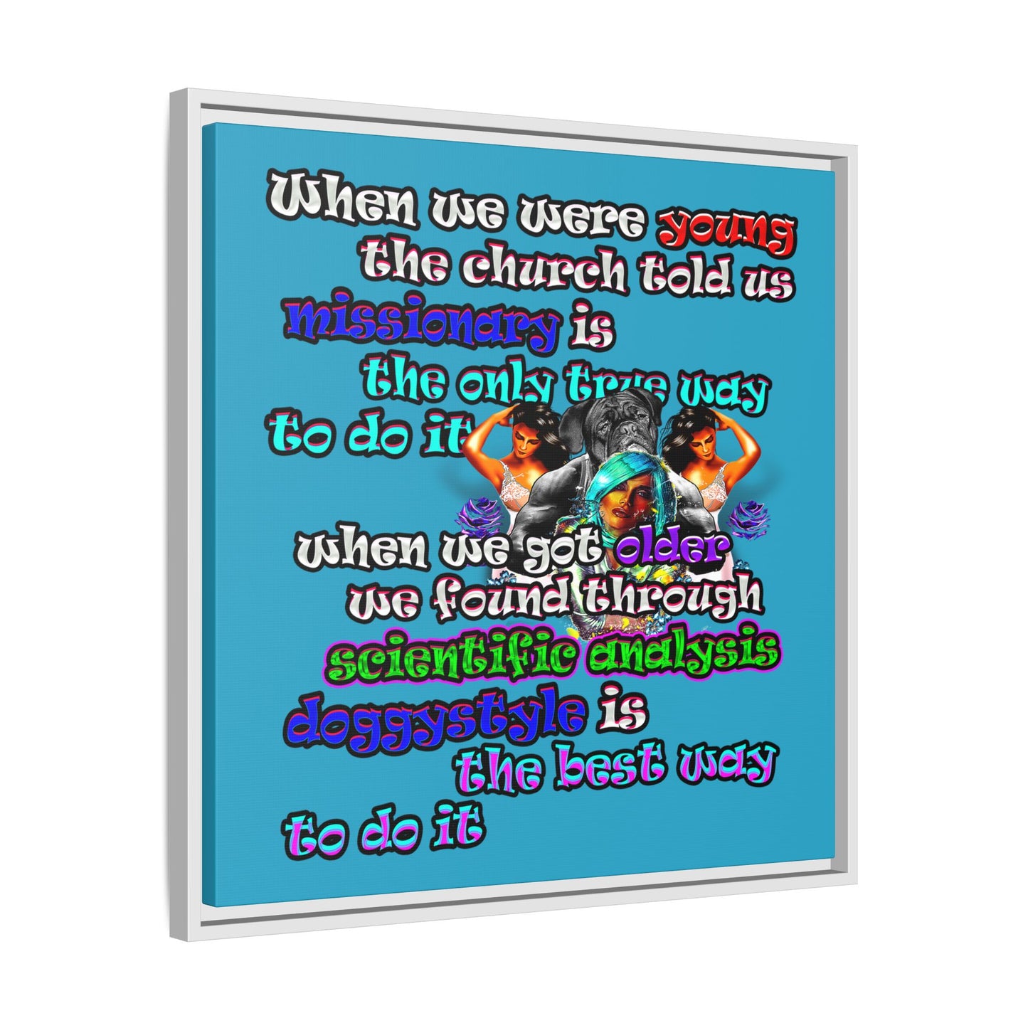 doggystyle - framed canvas art (turquoise)