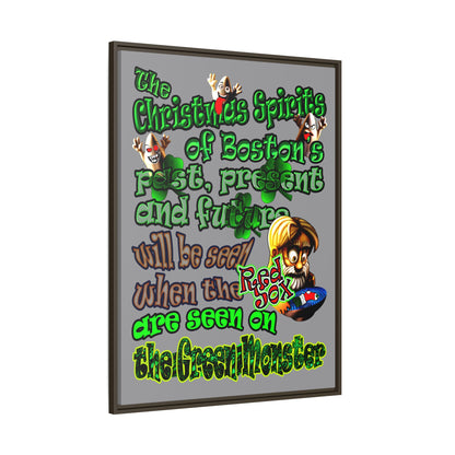 christmas spirits of boston - framed canvas art (grey)