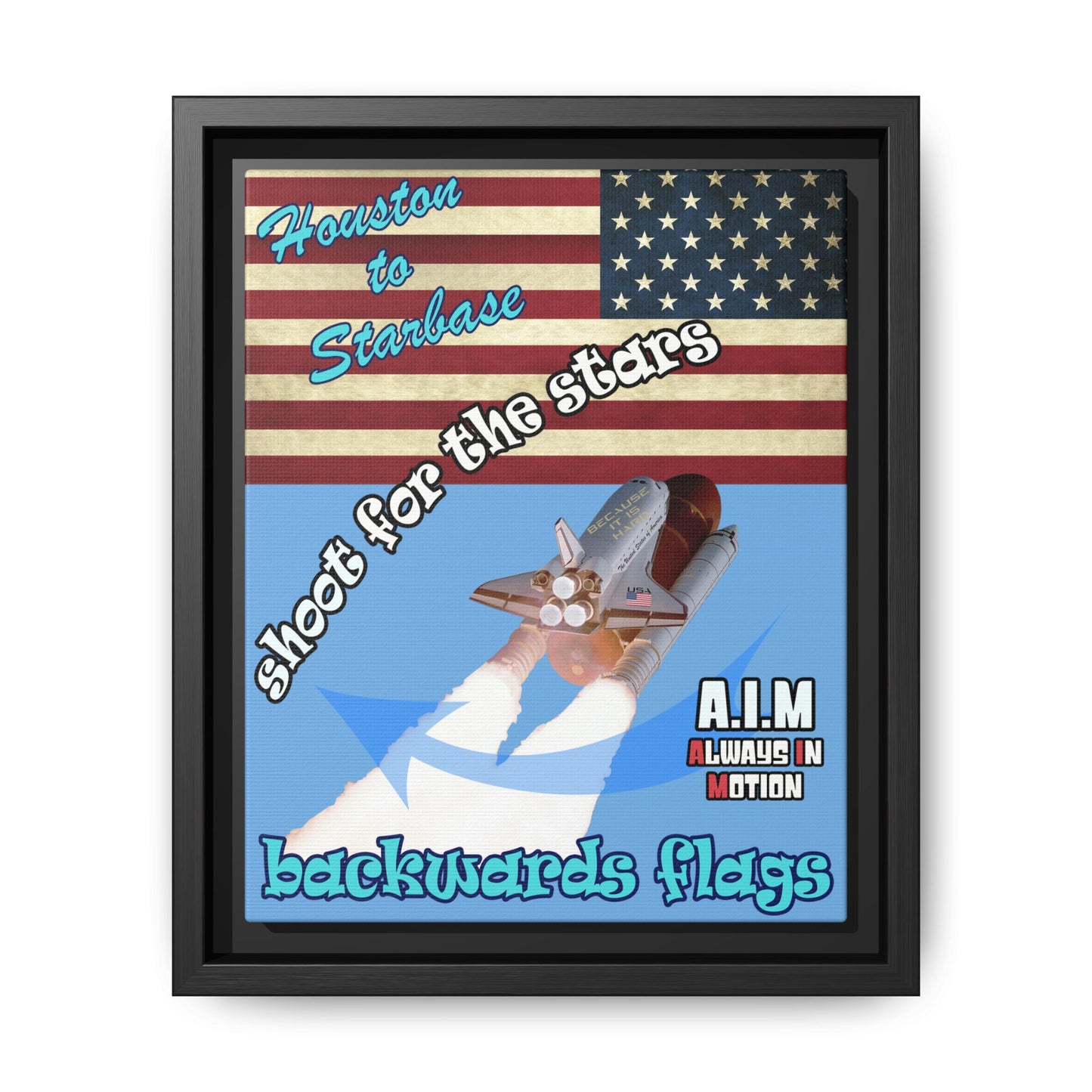 shoot for the stars - framed canvas art (light blue)