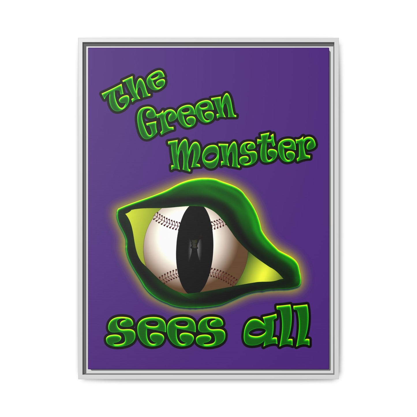 green monster - framed canvas art (purple)