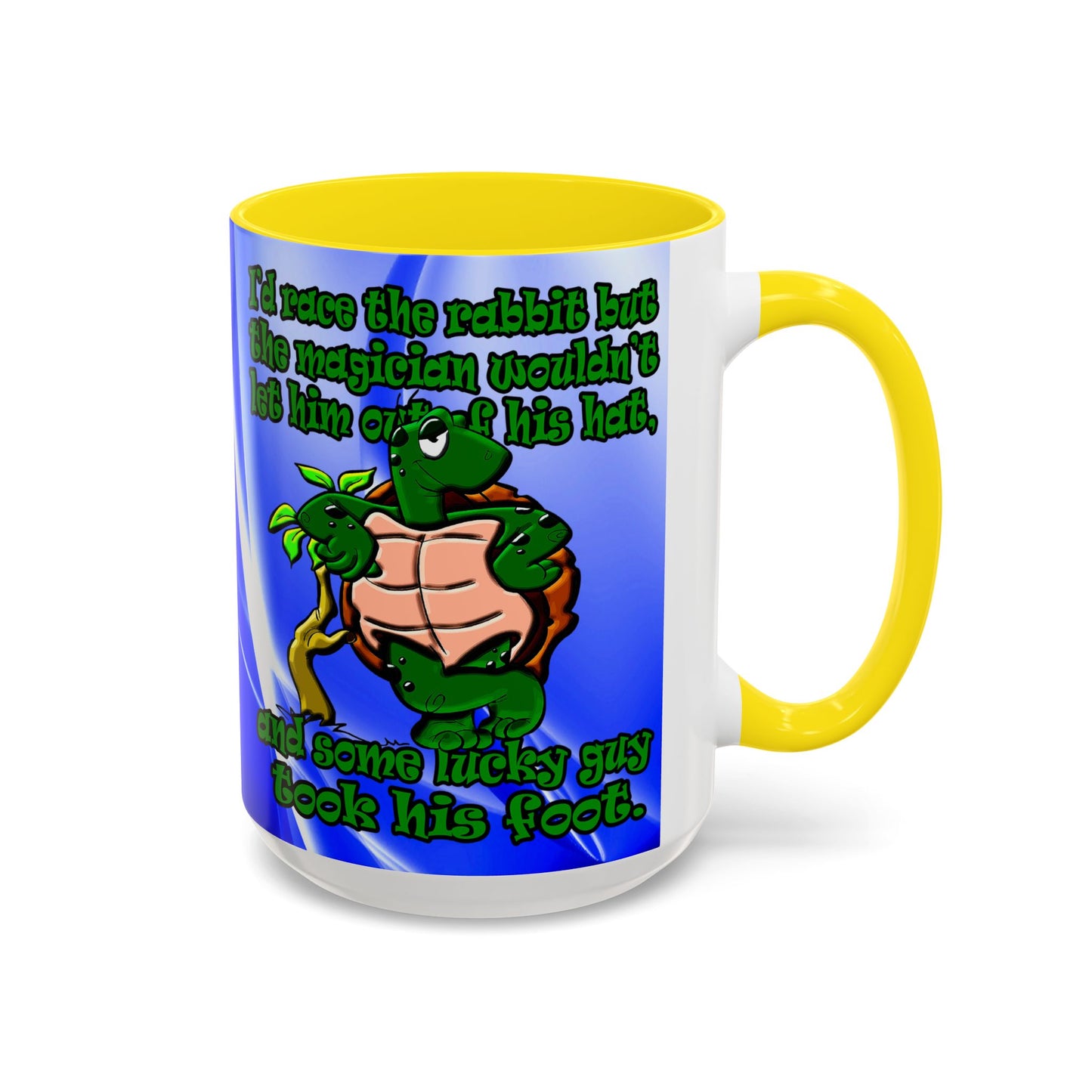 turtle race - Accent Mug (blue-white wave)
