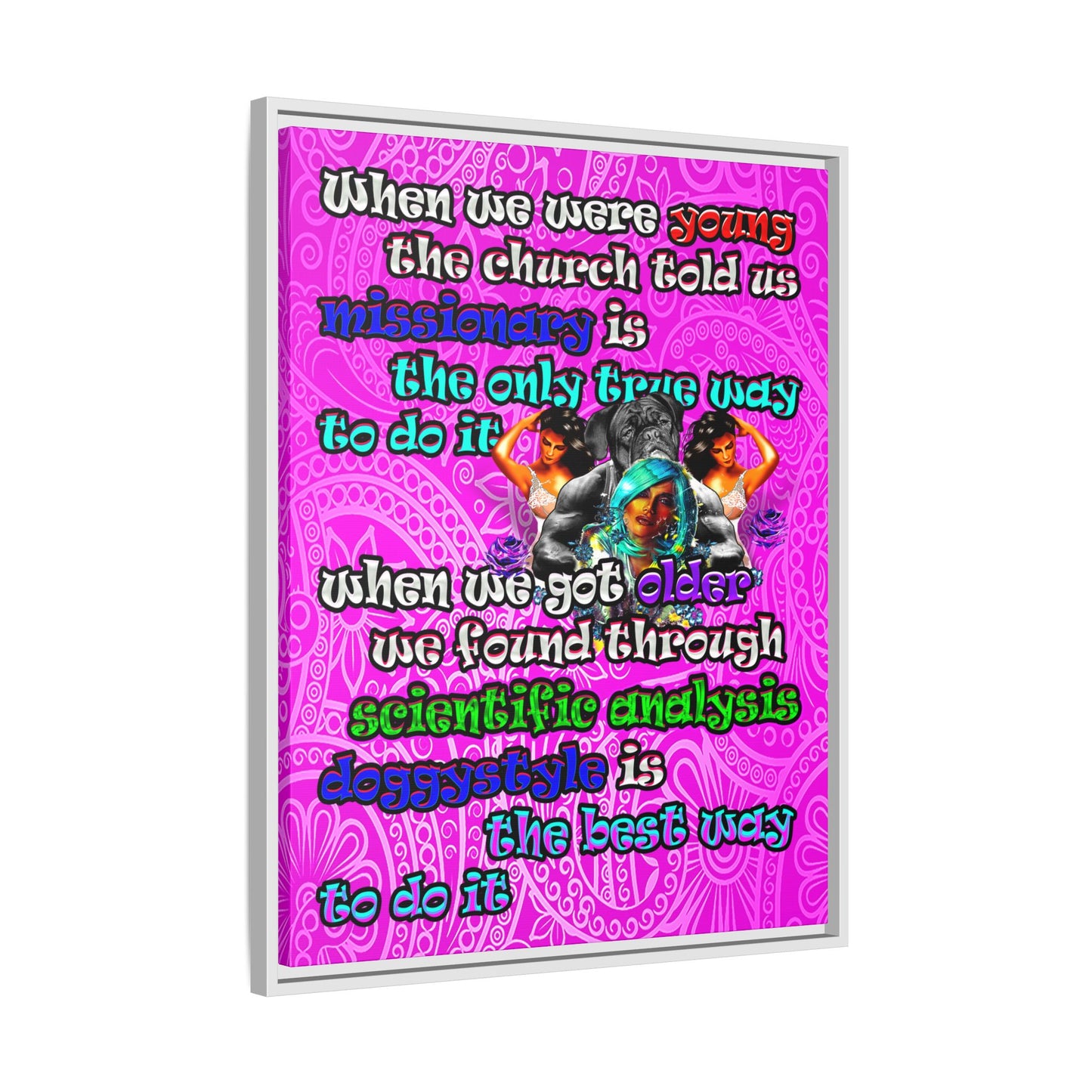 doggystyle - framed canvas art (pink swirl)
