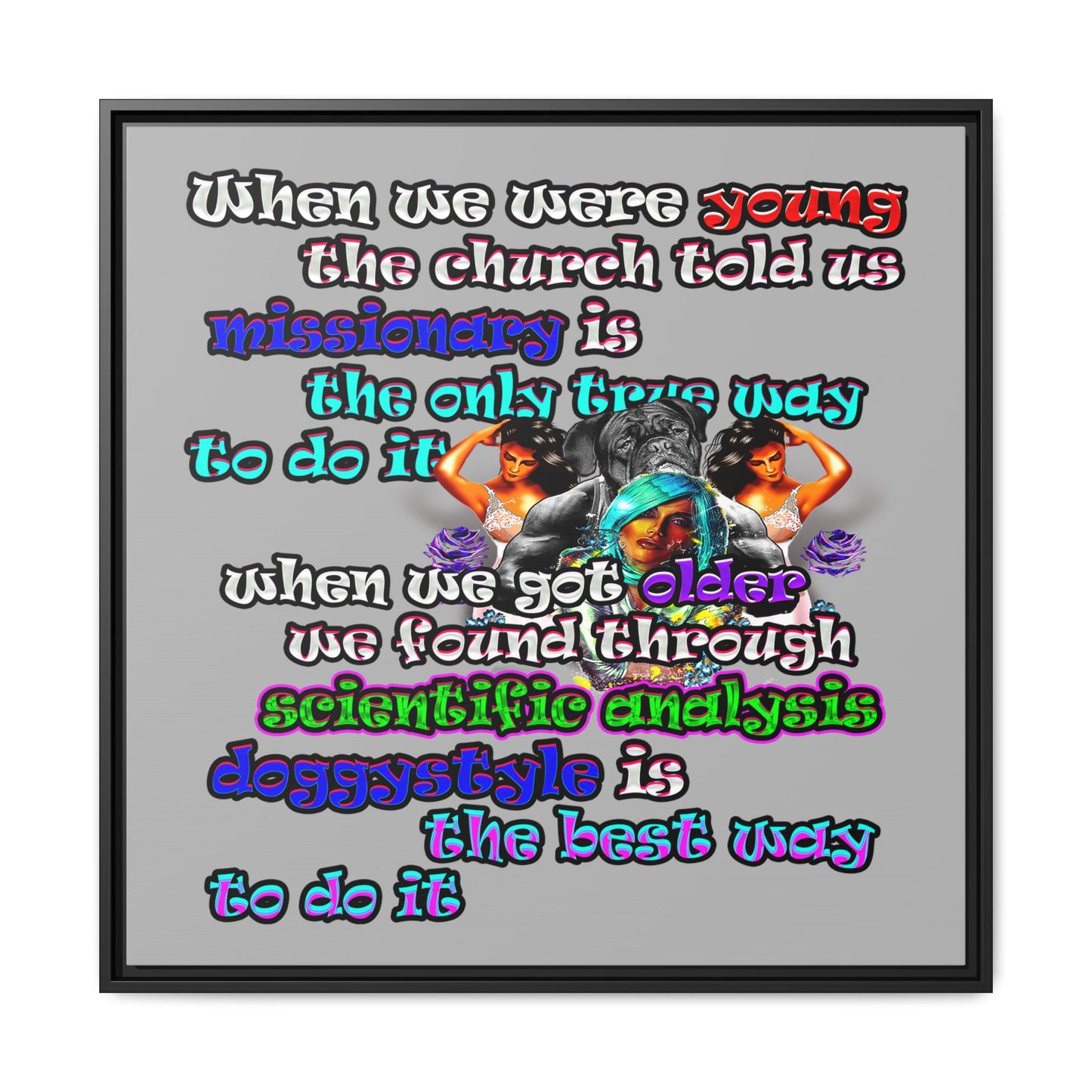 doggystyle - framed canvas art (light grey)