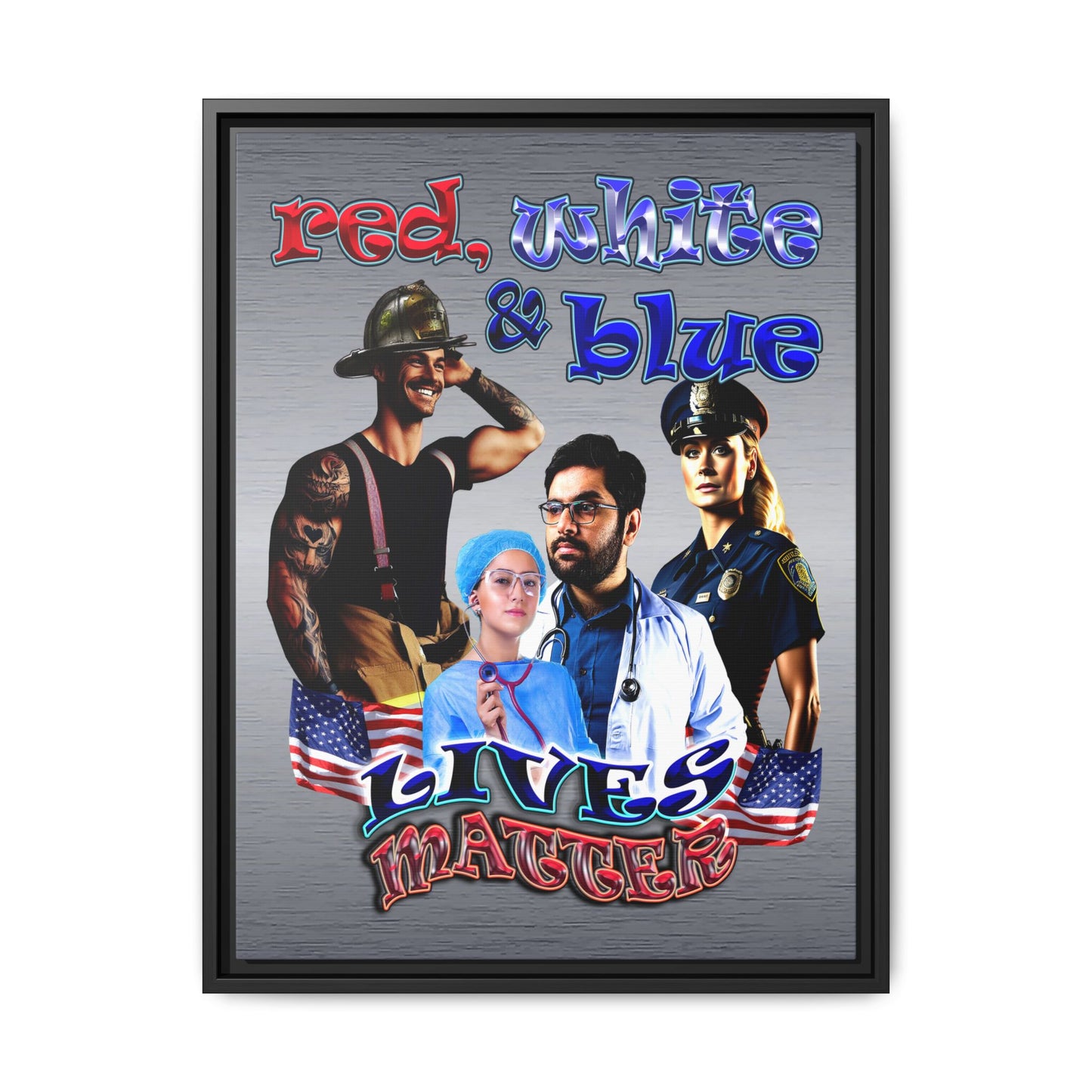 rw&b lives matter - framed canvas art (brushed nickel)