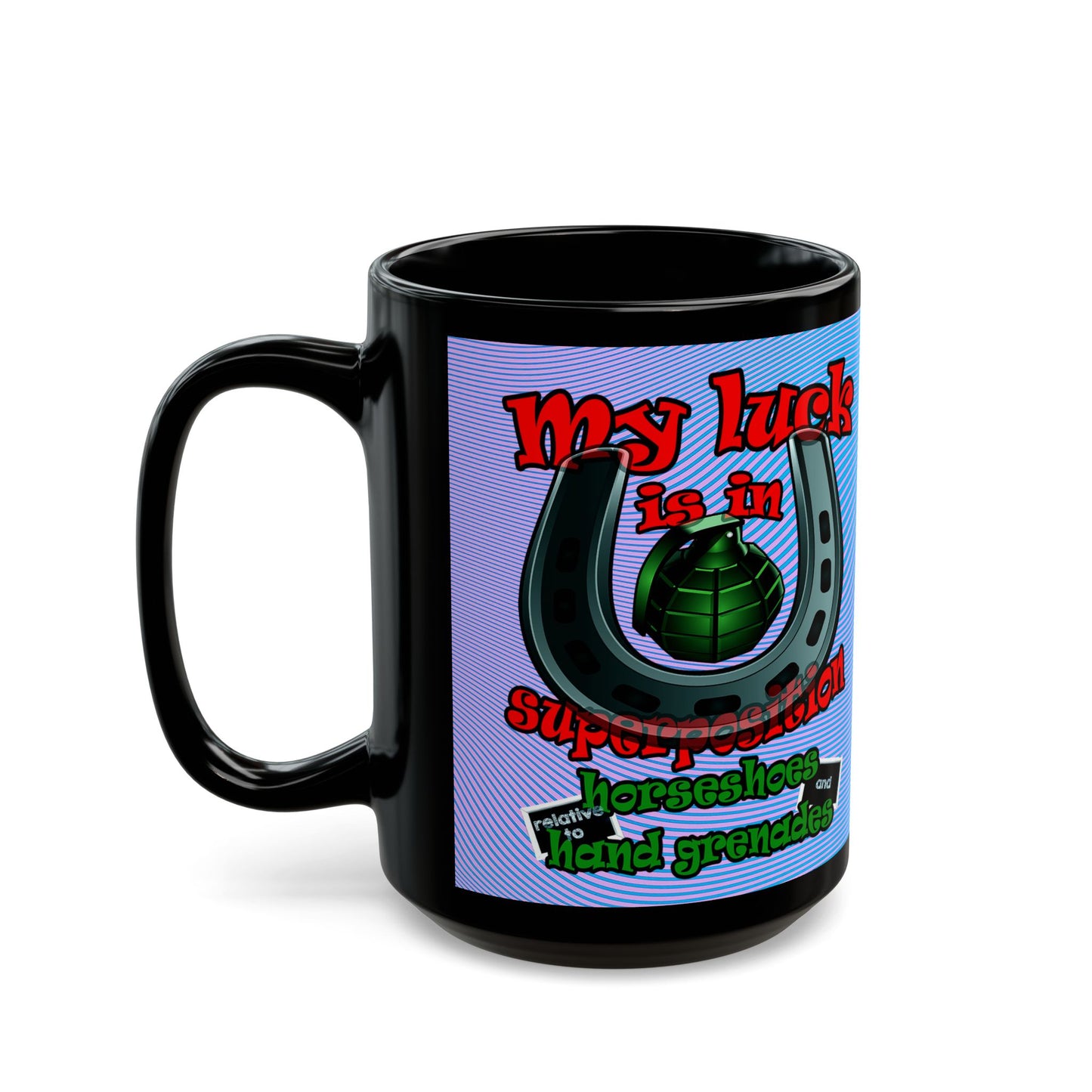 my luck - Black Mug (light blue-purple wave)