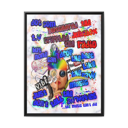 drop the beat - framed canvas art (white marble)