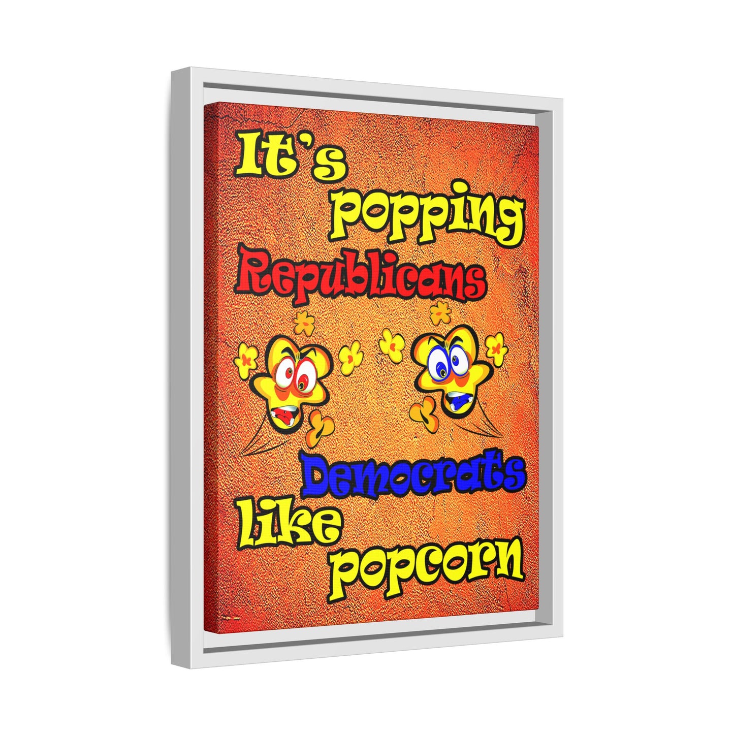 popping like popcorn - framed canvas art (burnt orange)