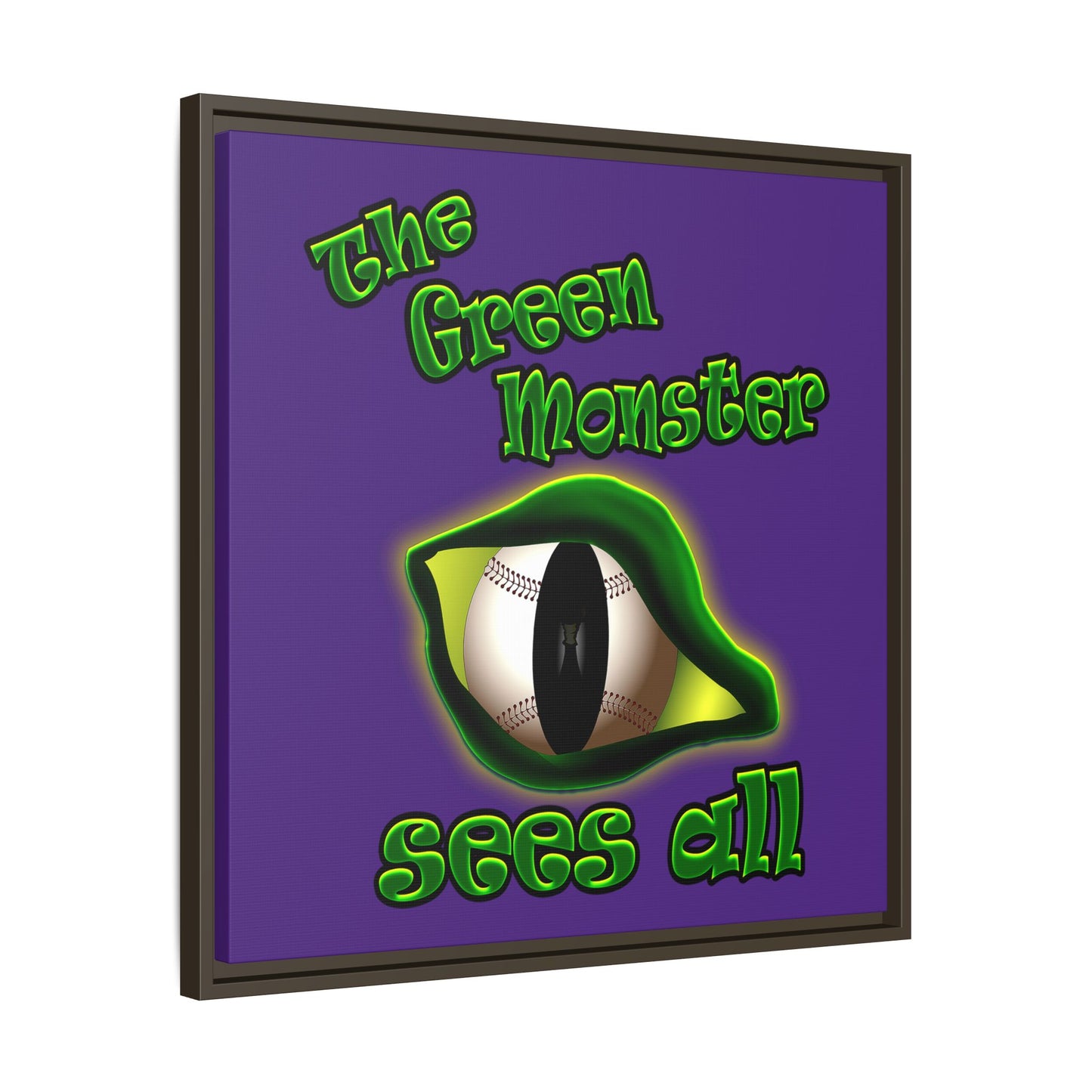green monster - framed canvas art (purple)