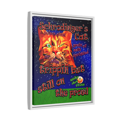 schrodinger's cat - framed canvas art ('snoops' background)