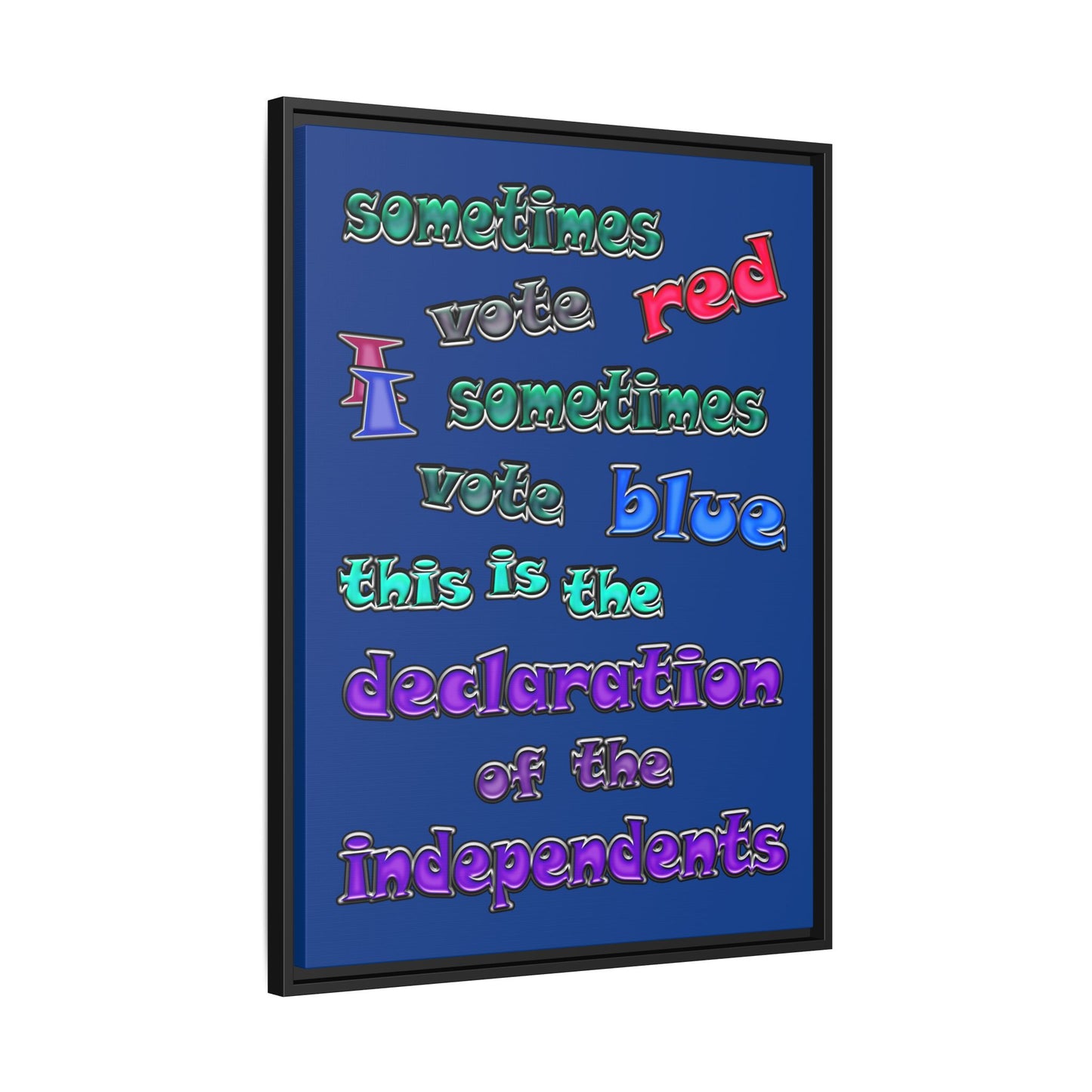 declaration of the independents - framed canvas art (dark blue)