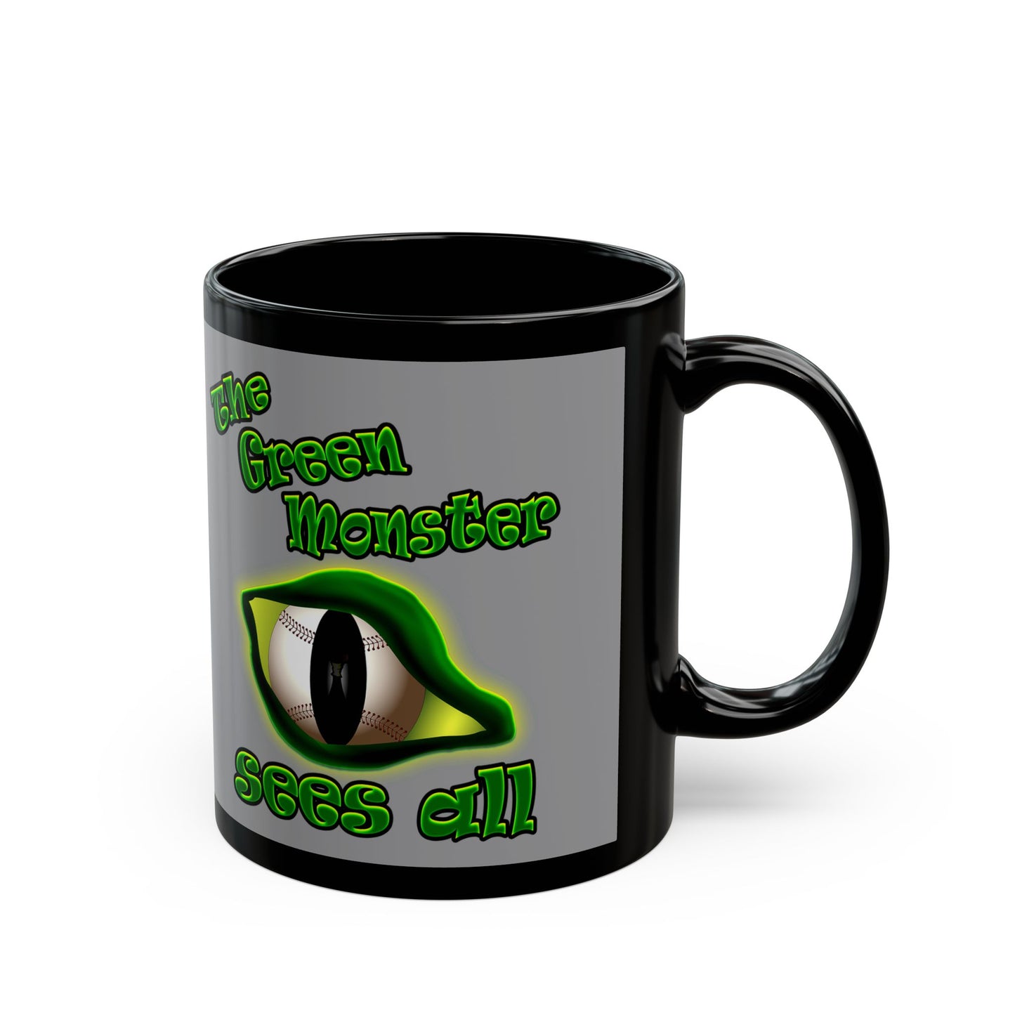 green monster - Black Mug (grey)