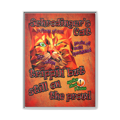 schrodinger's cat - framed canvas art (burnt orange)