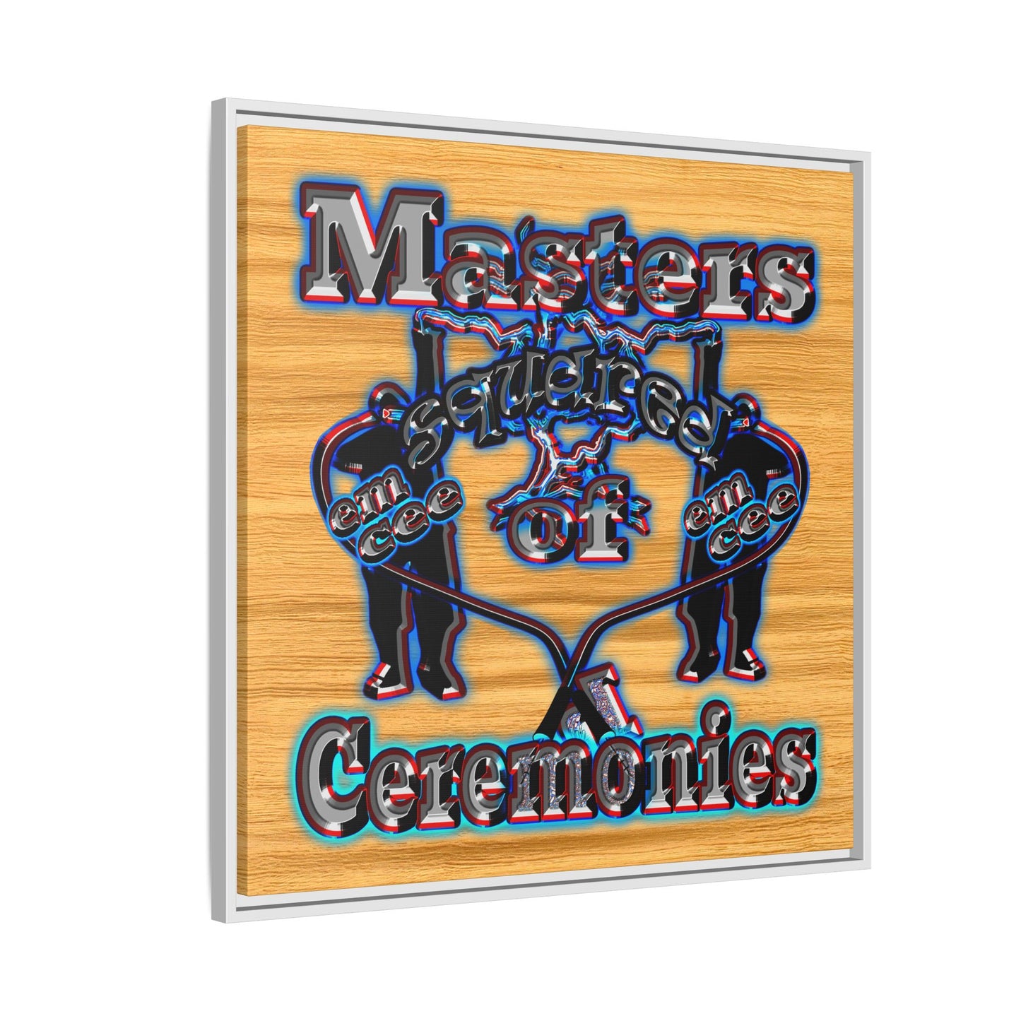 em cee squared - framed canvas art (butterscotch wood finish)