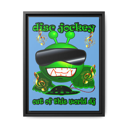 disc jockey - framed canvas art (light blue)