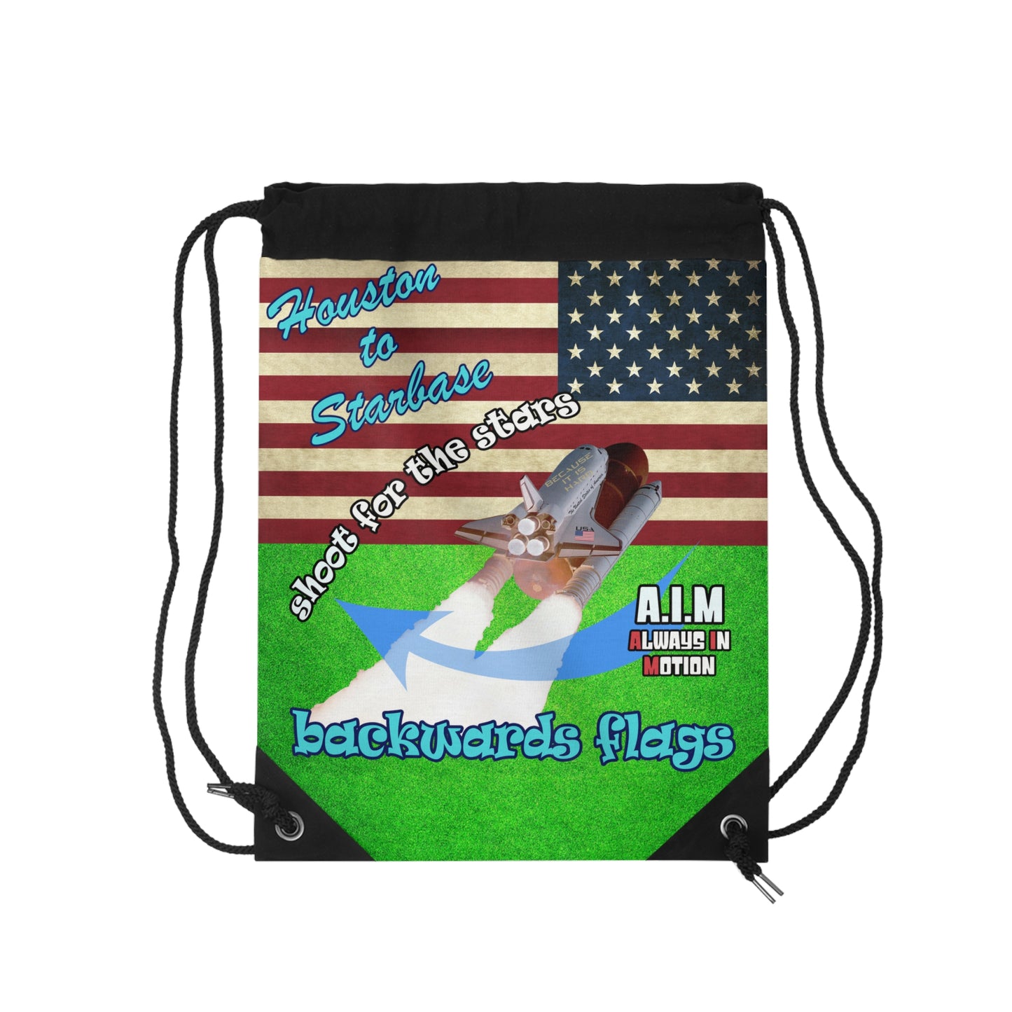 shoot for the stars - Drawstring Bag (green turf)