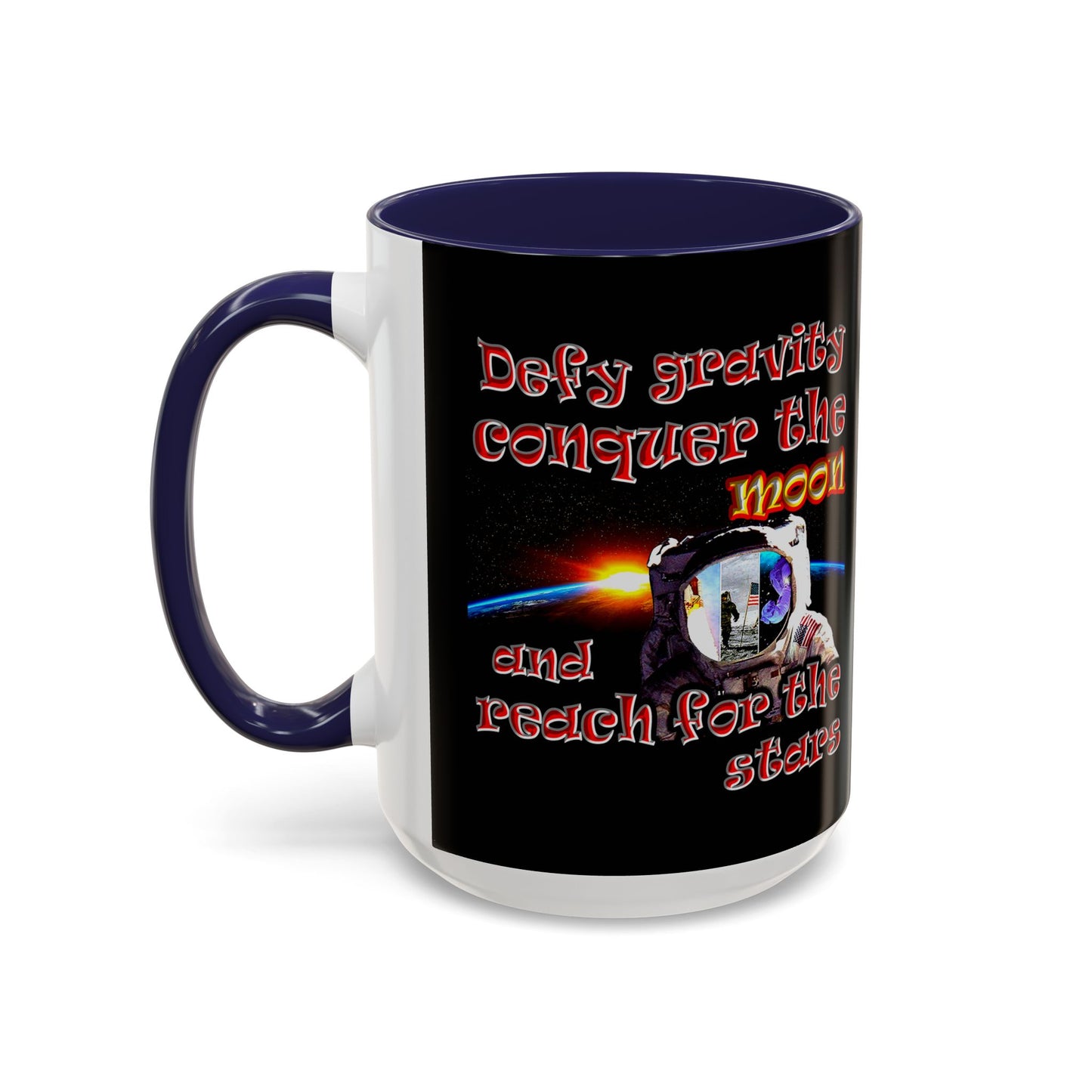 defy conquer reach - Accent Mug (black)