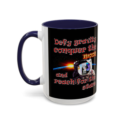 defy conquer reach - Accent Mug (black)