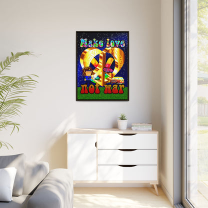 love peace - framed canvas art ('snoops' background)