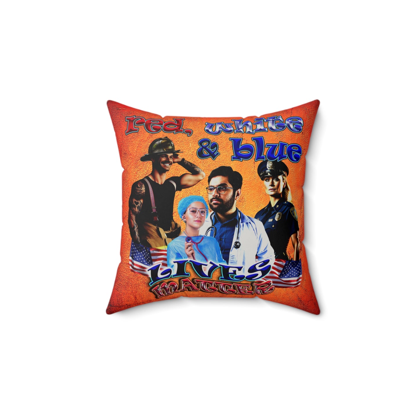 rw&b lives matter - Faux Suede Square Pillow - (burnt orange)