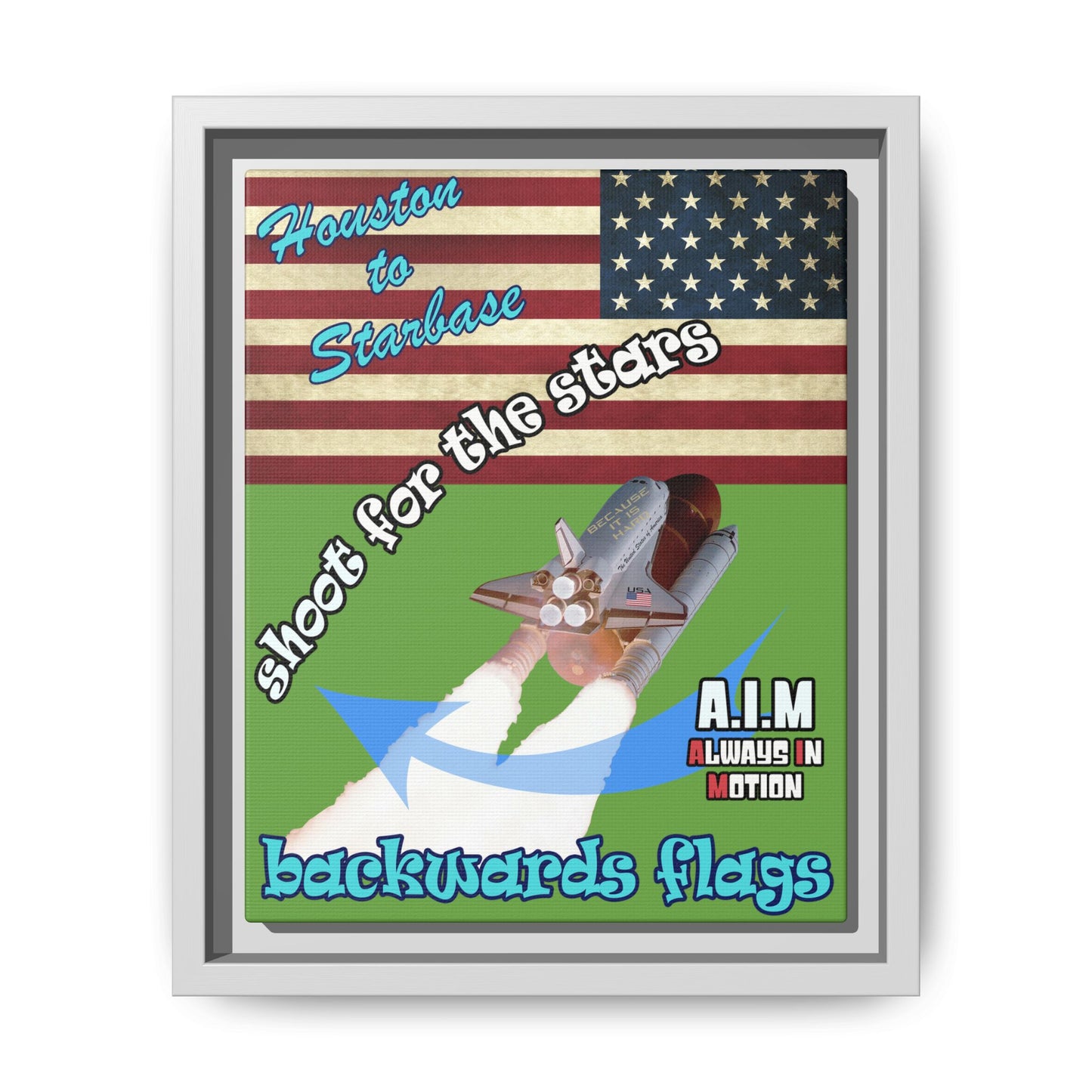 shoot for the stars - framed canvas art (green)