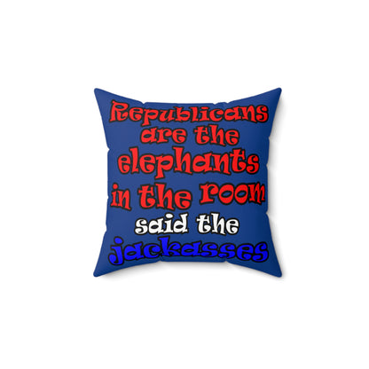 donkeys and elephants - Spun Polyester Square Pillow - (dark blue)
