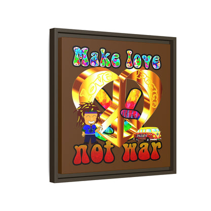 love peace - framed canvas art (brown)