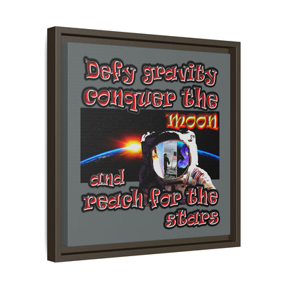 defy conquer reach - framed canvas art (dark grey)