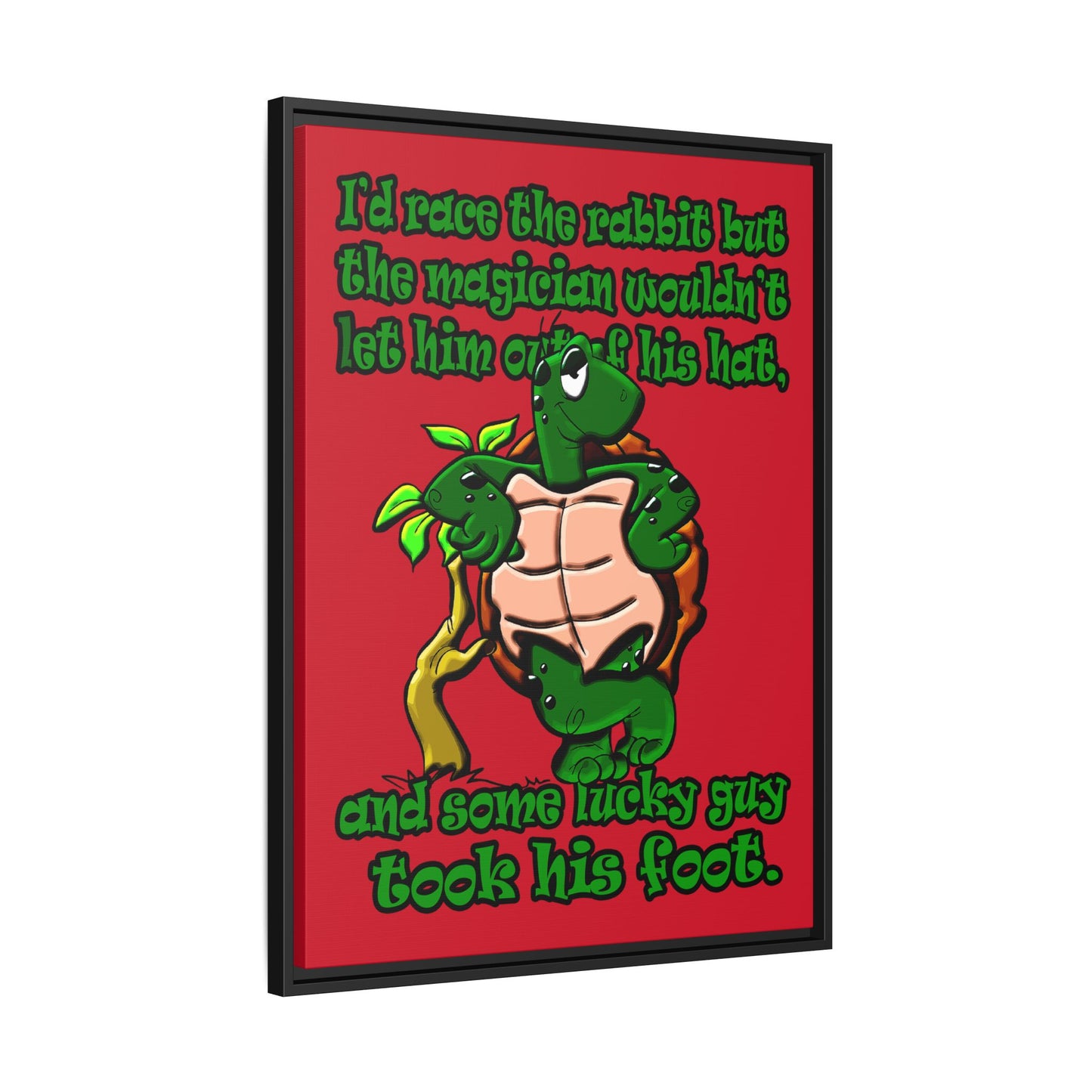 turtle race - framed canvas art (dark red)