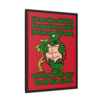 turtle race - framed canvas art (dark red)