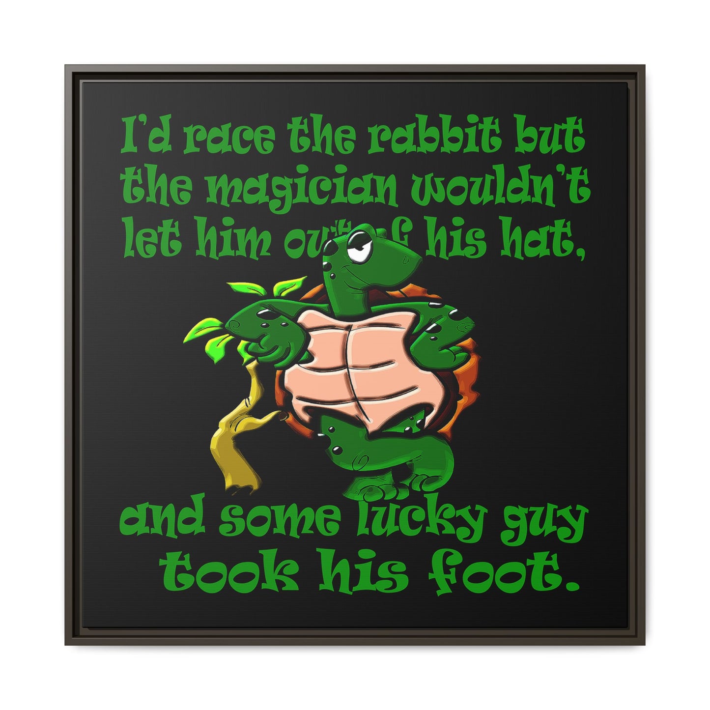 turtle race - framed canvas art (black)