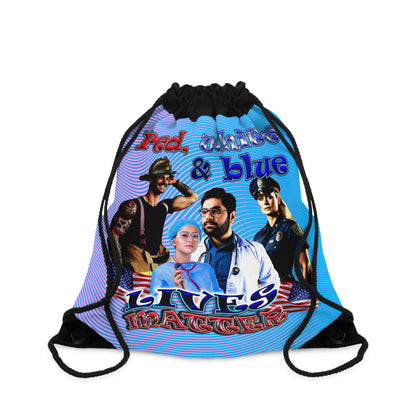 rw&b lives matter - Drawstring Bag (light blue-purple wave)