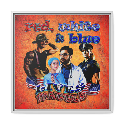 rw&b lives matter - framed canvas art (burnt orange)