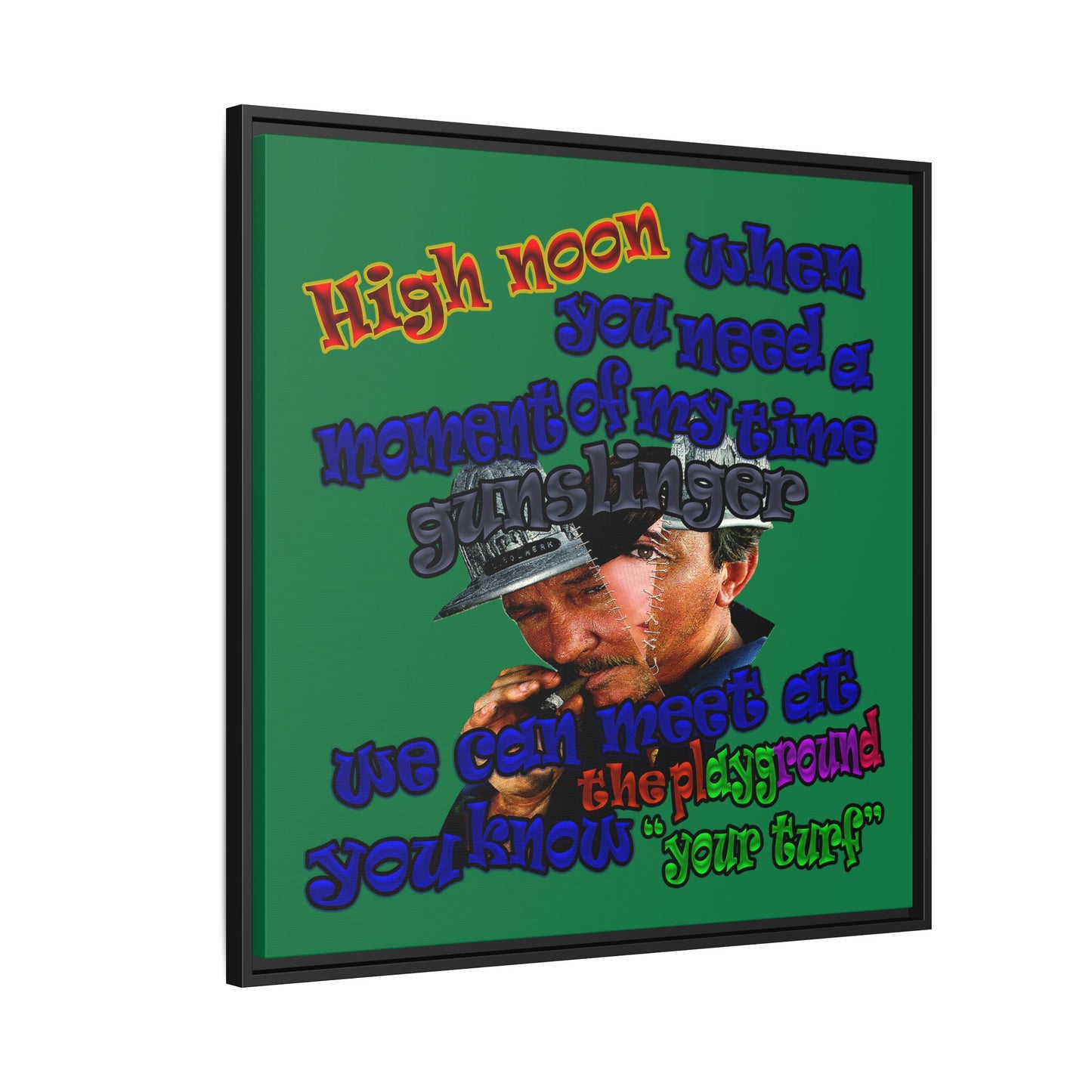 high noon - framed canvas art (dark green)