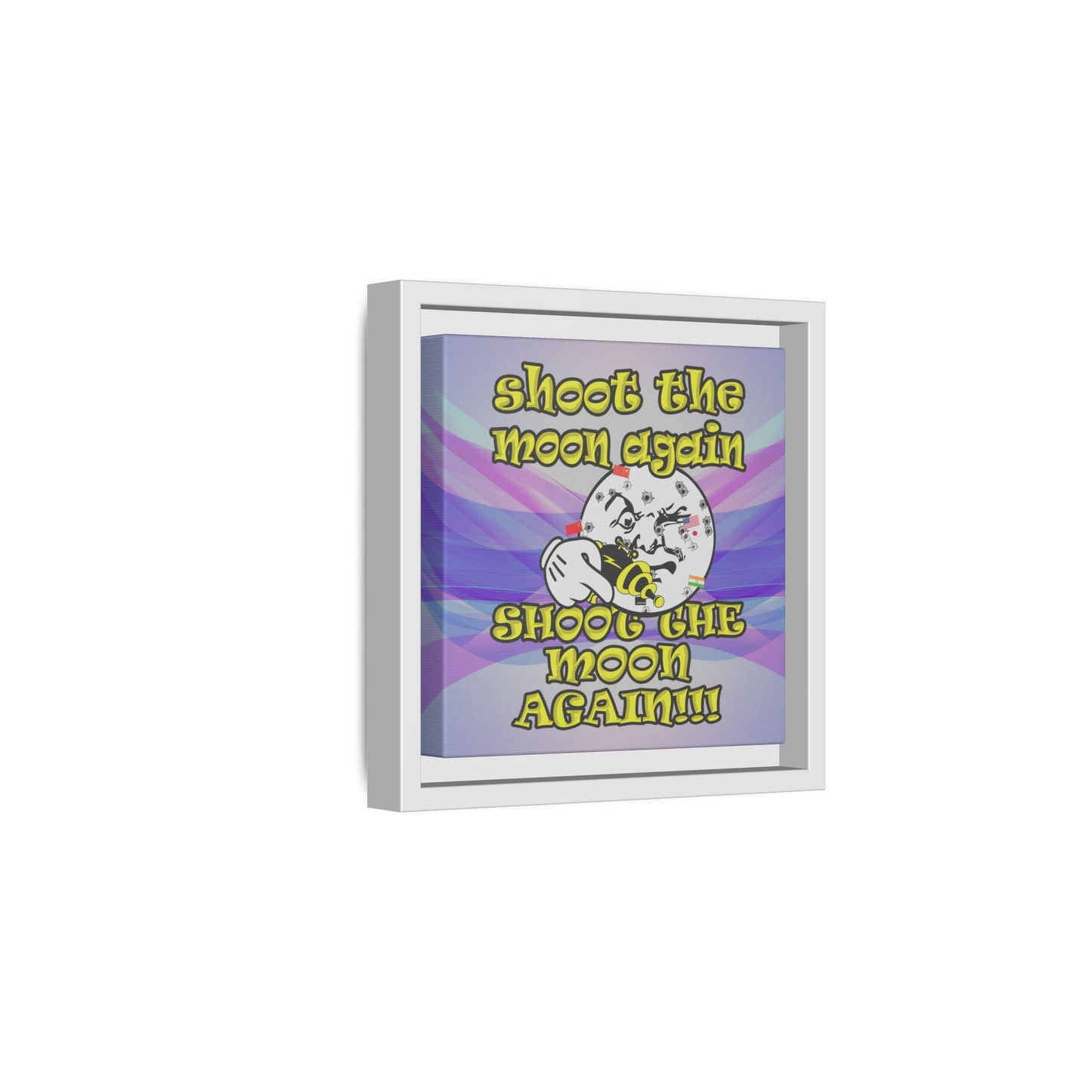 shoot the moon again - framed canvas art (light blue-pink wave)