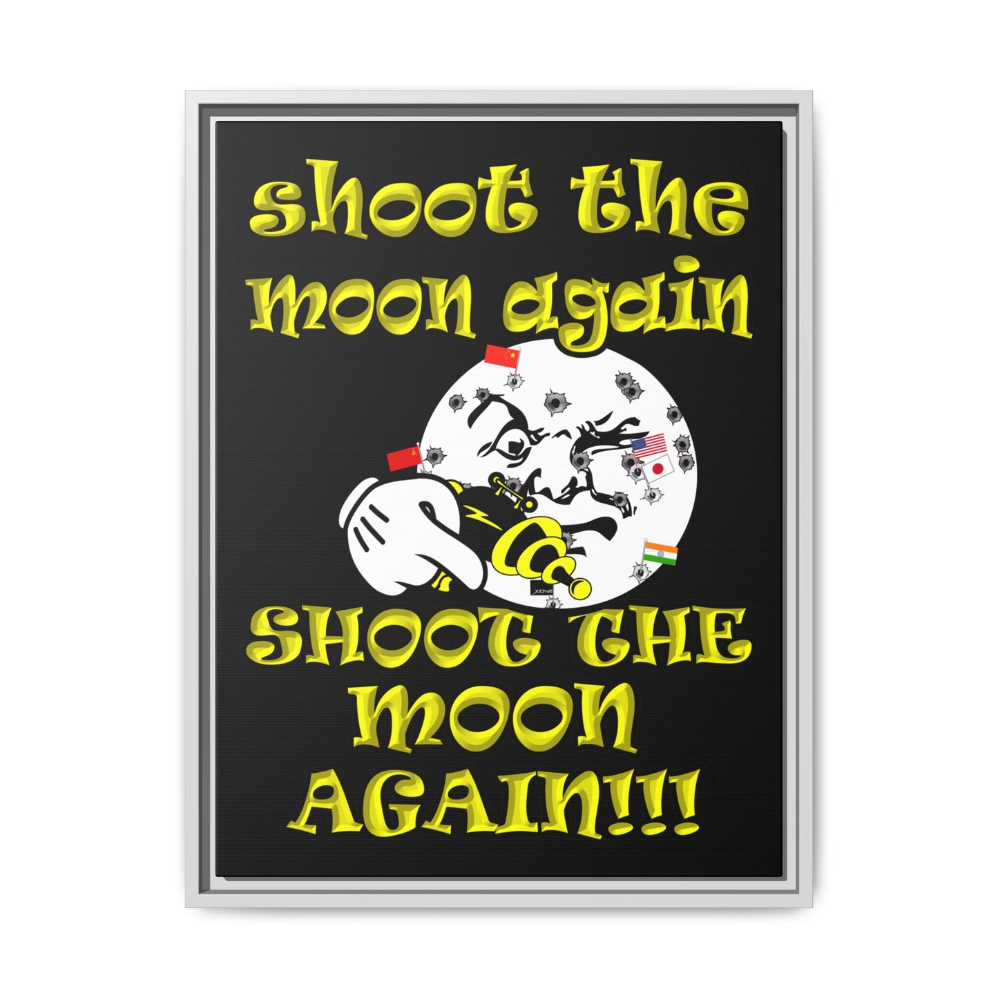 shoot the moon again - framed canvas art (black)