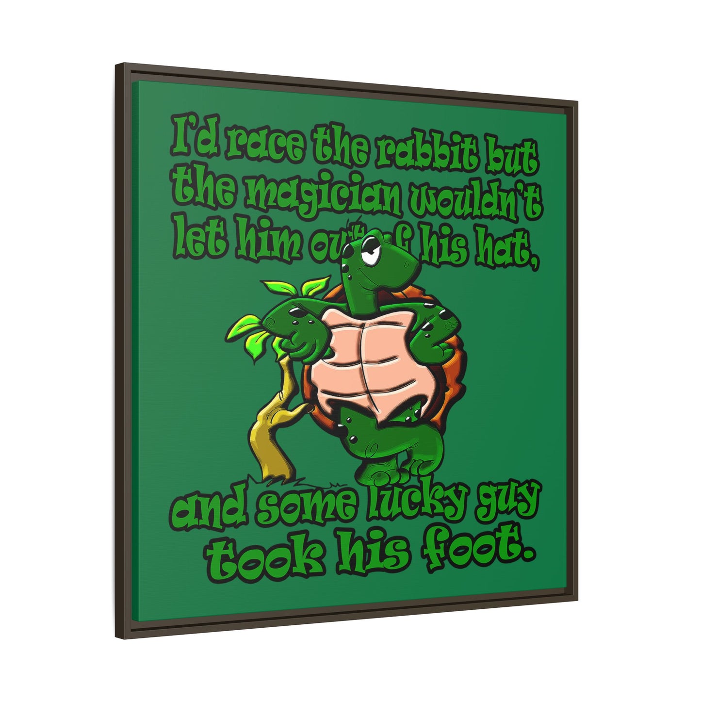turtle race - framed canvas art (dark green)