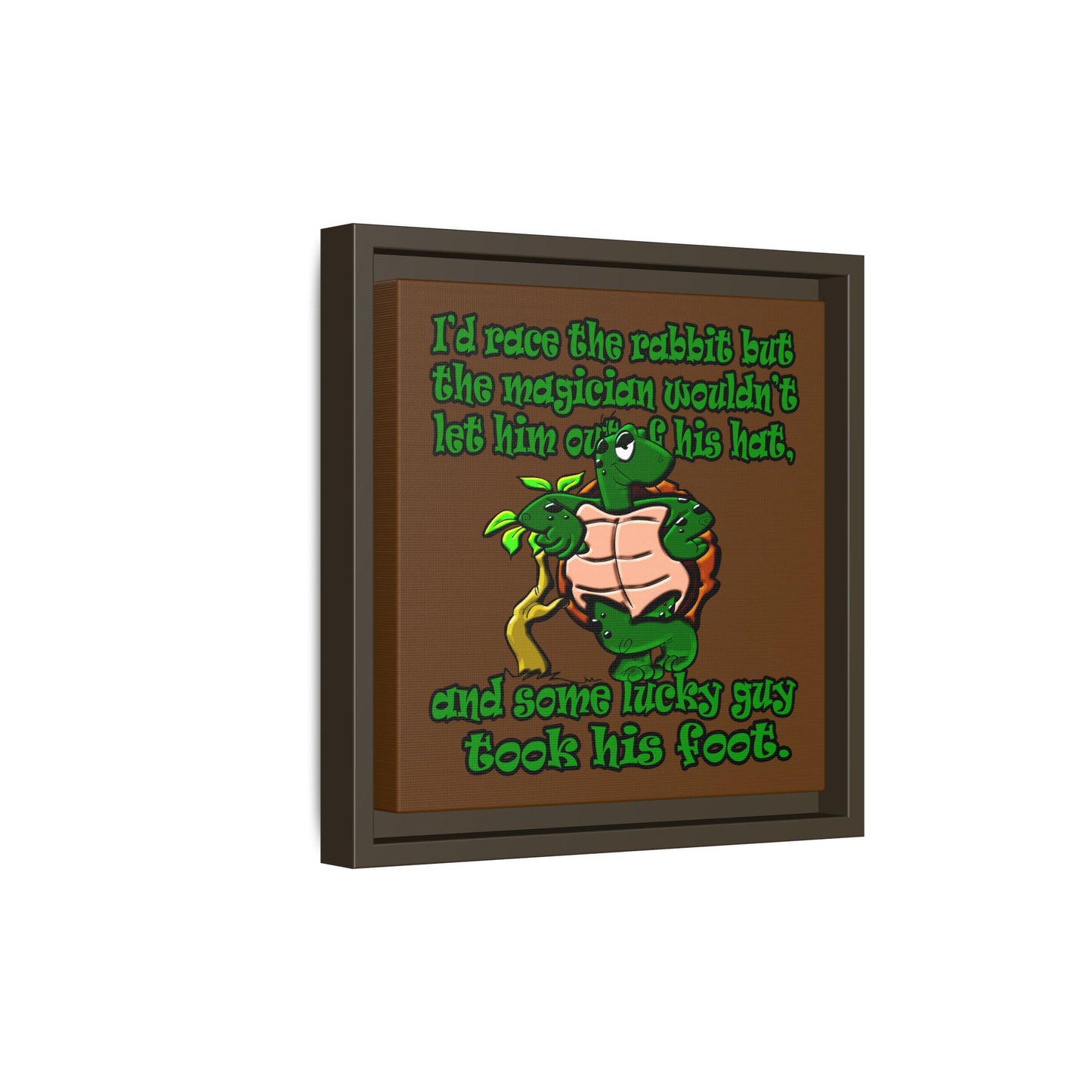 turtle race - framed canvas art (brown)